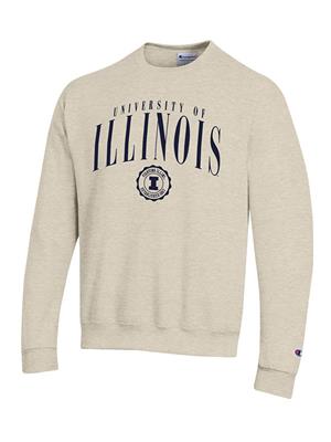 Image of ILLINOIS FAUX SEAL CREWNECK SWEATSHIRT -  oatmealheather